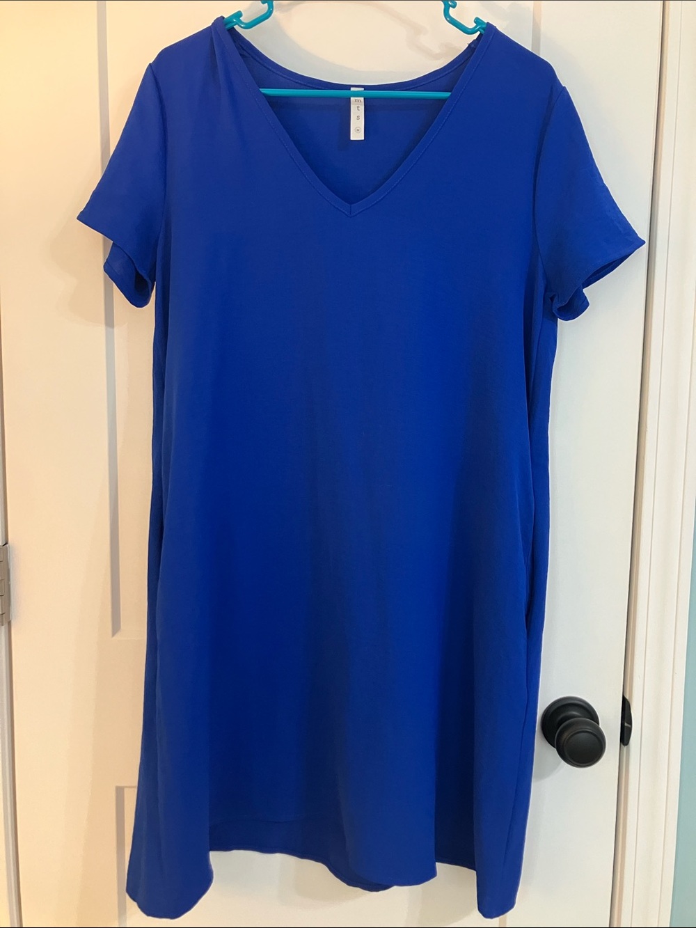 V-Neck Short Sleeve Dress with Pockets
